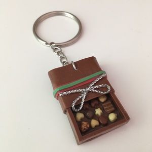 Box of chocolates charm keychain
